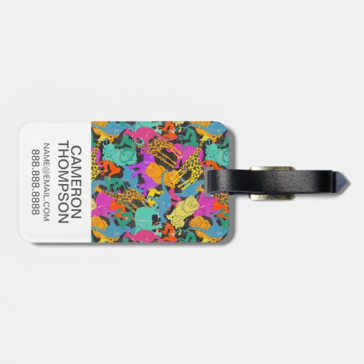 Aangepast patroon voor foto retro Animal Silhouett Bagagelabel (Achterkant horizontaal)