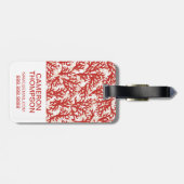 Aangepast patroon voor foto's en monogram rood kor bagagelabel (Achterkant horizontaal)