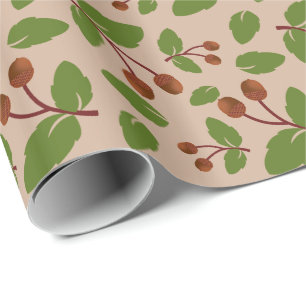 Aangepast patroon voor roestbakken en groene blade cadeaupapier