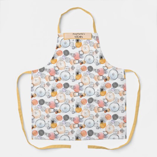 Aangepast  patroonpatroon omlaag en naam schort (Voorkant)