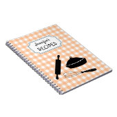 Aangepast patroonreceptie peach gingham speldenham notitieboek (Rechterzijde)