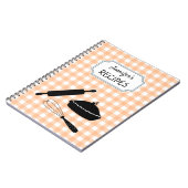 Aangepast patroonreceptie peach gingham speldenham notitieboek (Linkerzijde)