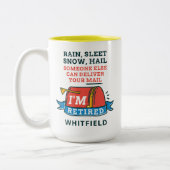 Aangepast pensioen postpersoneel in ruste Postdien Tweekleurige Koffiemok (Links)