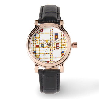 Aangepast perfect vierkant zwart leder horloge