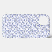 Aangepast periwinkle blauw op witte decoratieve Fl Case-Mate iPhone Case (Achterkant (horizontaal))