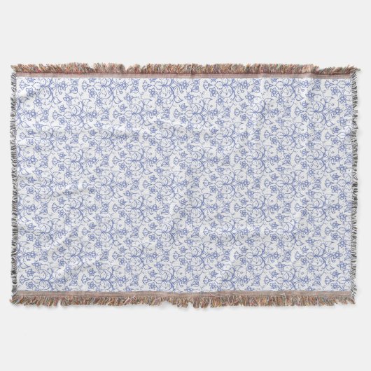Aangepast periwinkle blauw op witte decoratieve Fl Deken (Voorkant)