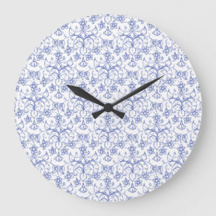 Aangepast periwinkle blauw op witte decoratieve Fl Grote Klok
