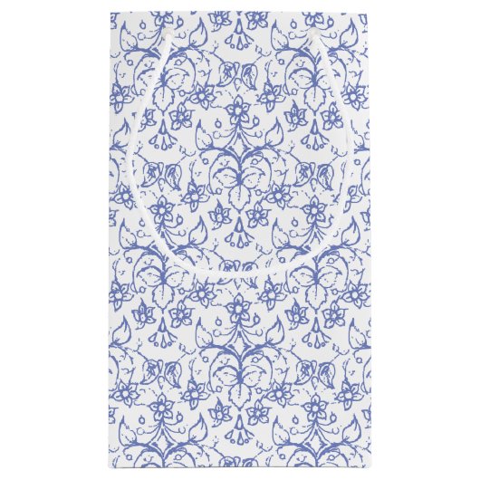 Aangepast periwinkle blauw op witte decoratieve Fl Klein Cadeauzakje (Achterkant)