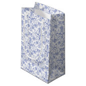 Aangepast periwinkle blauw op witte decoratieve Fl Klein Cadeauzakje (Voorkant Gekanteld)