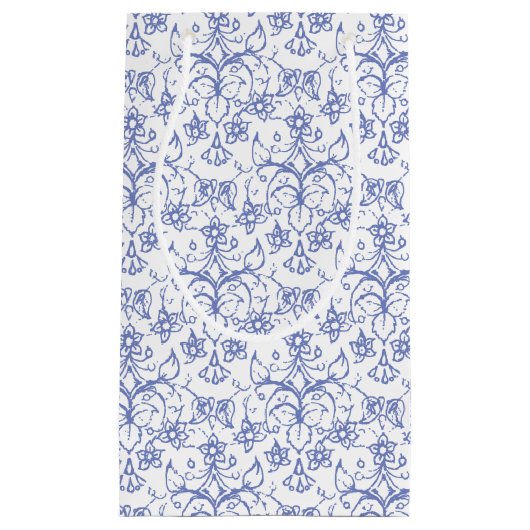 Aangepast periwinkle blauw op witte decoratieve Fl Klein Cadeauzakje (Voorkant)