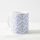 Aangepast periwinkle blauw op witte decoratieve Fl Koffiemok (Voorkant links)