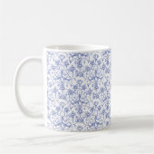 Aangepast periwinkle blauw op witte decoratieve Fl Koffiemok (Links)