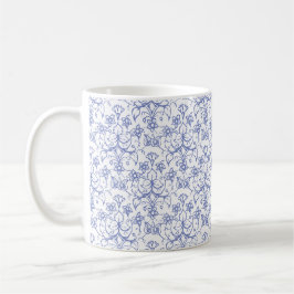 Aangepast periwinkle blauw op witte decoratieve Fl Koffiemok