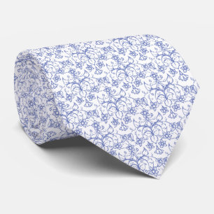 Aangepast periwinkle blauw op witte decoratieve Fl Stropdas