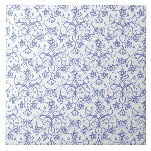 Aangepast periwinkle blauw op witte decoratieve Fl Tegeltje (Voorkant)