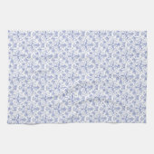 Aangepast periwinkle blauw op witte decoratieve Fl Theedoek (Horizontaal)