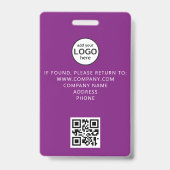 Aangepast Personeel Evenement QR Code Paarse Badge (Achterkant)