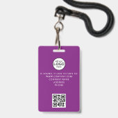 Aangepast Personeel Evenement QR Code Paarse Badge (Achterkant met lanyard)