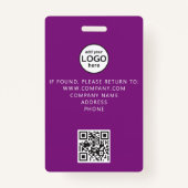 Aangepast Personeel Evenement QR Code Paarse Badge (Achterkant)