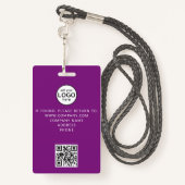 Aangepast Personeel Evenement QR Code Paarse Badge (Achterkant met draagriem)