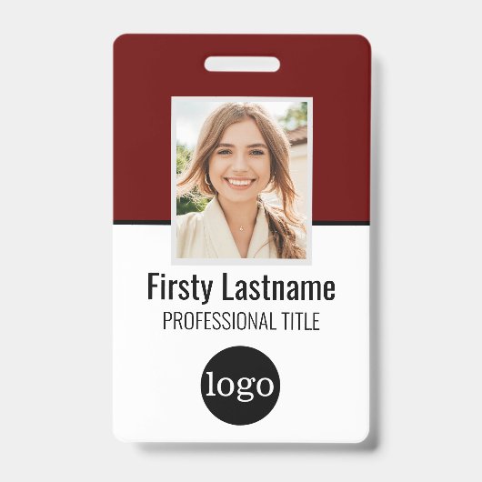 Aangepast personeel - Foto, streepjescode, logo, n Badge (Voorzijde)
