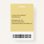 Aangepast personeel Logo Barcode Fotonaam ID Badge (Achterkant)