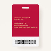 Aangepast personeel Logo Barcode Fotonaam ID Badge (Achterkant)