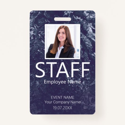 Aangepast personeel QR Code Event Blue Badge (Voorkant)