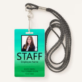 Aangepast personeel QR Code Event Green Badge (Voorkant met draagriem)