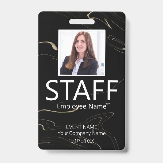 Aangepast personeel QR Code Event Marbling Badge (Voorzijde)