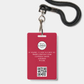Aangepast personeel QR Code Event Red Badge (Achterkant met lanyard)