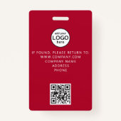 Aangepast personeel QR Code Event Red Badge (Achterkant)