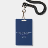 Aangepast personeels evenement blauwe badge (Achterkant met lanyard)