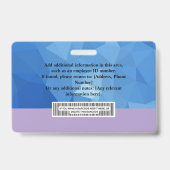 Aangepast personeelsbadge met foto, barcode, logo, badge (Achterkant)