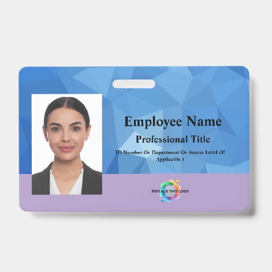 Aangepast personeelsbadge met foto, barcode, logo, badge (Voorzijde)