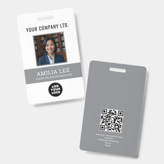Aangepast personeelsbadge met fotologo, Qrcode Badge (Voor- en achterkant)