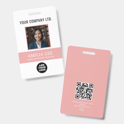 Aangepast personeelsbadge met fotologo, Qrcode Badge (Voor- en achterkant)