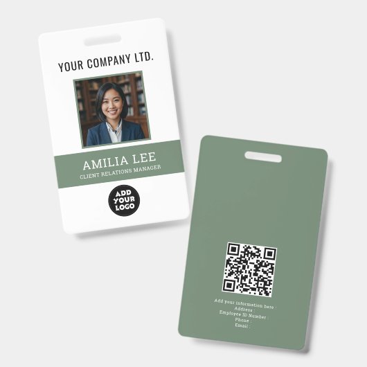 Aangepast personeelsbadge met fotologo, Qrcode Badge (Voor- en achterkant)