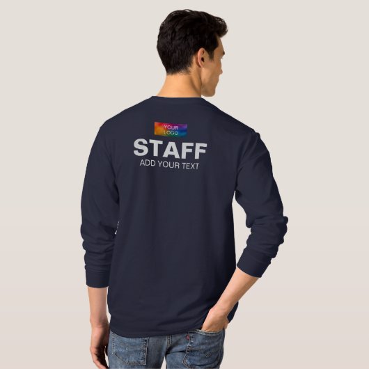 Aangepast personeelsbedrijf Logo tekst Mannen lang T-shirt (Achterkant volledig)