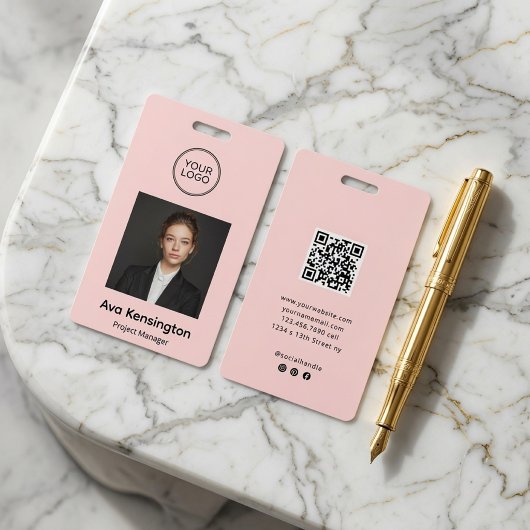 Aangepast Personeelsfoto ID-badge met QR-code Badge