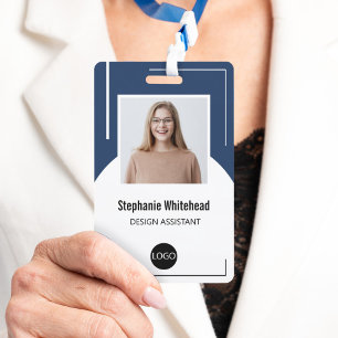 Aangepast personeelsfoto ID-logo marineblauw Badge