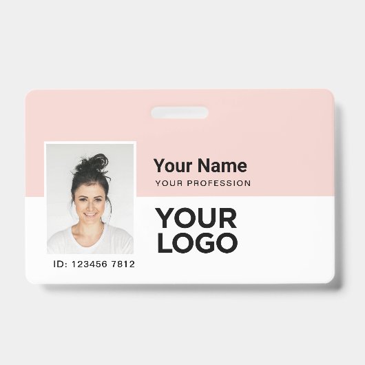 Aangepast Personeelslid | Foto Bar of Qr Code Logo Badge (Voorzijde)