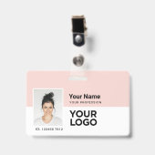 Aangepast Personeelslid | Foto Bar of Qr Code Logo Badge (Voorzijde met clip)