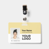 Aangepast Personeelslid | Foto Bar of Qr Code Logo Badge (Voorzijde met clip)