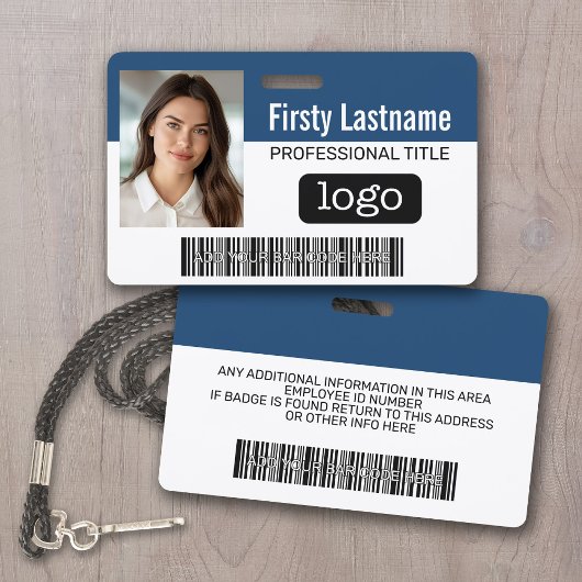 Aangepast Personeelslid - Foto, Streepjescode, Log Badge