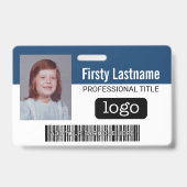Aangepast Personeelslid - Foto, Streepjescode, Log Badge (Voorzijde)