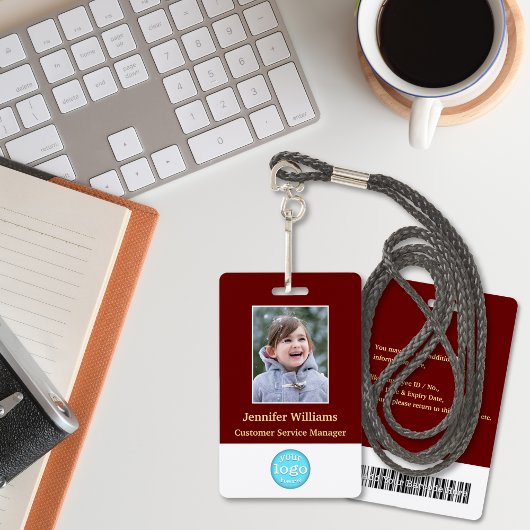 Aangepast personeelslid Fotonaam Logo Barcode ID Badge