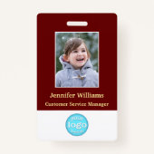 Aangepast personeelslid Fotonaam Logo Barcode ID Badge (Voorkant)