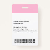 Aangepast personeelslid Naam Logo Barcode Foto-ID Badge (Achterkant)