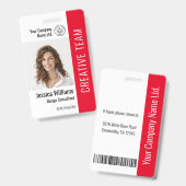Aangepast personeelslid Naam Logo Barcode Foto-ID Badge (Front & Back)